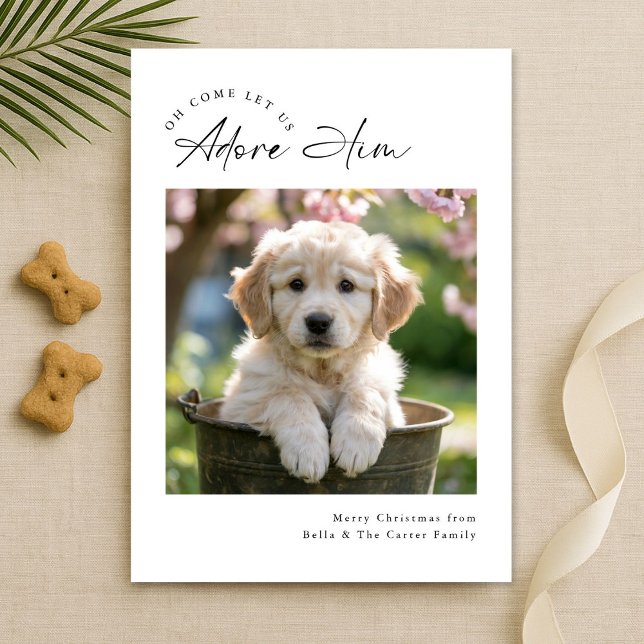 Carte de Noël Photo Famille Chien Moderne Minimali (Créateur téléchargé)