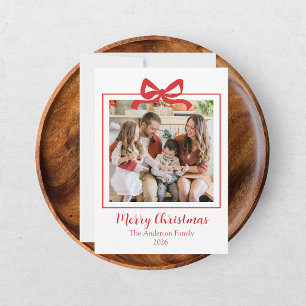 Carte de Noël photo festive et décontractée Rouge