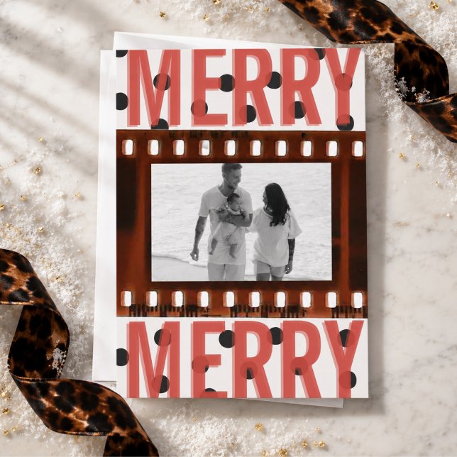 Carte de Noël photo festive maximaliste (Maximalist Merry Film Strip Christmas Photo Holiday Card)
