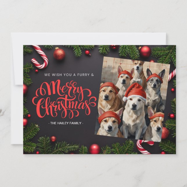 Carte de Noël photo festive pour animaux de compag (Devant)