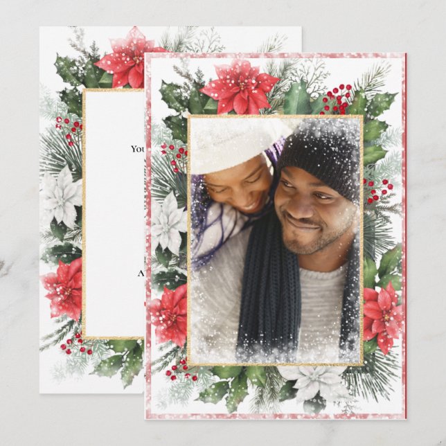 Carte de Noël Photo Fêtes de fin d'année (Devant / Derrière)