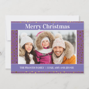 Carte de Noël photo Flocons de neige Or Violet