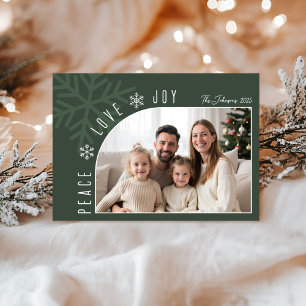 Carte de Noël photo forêt verte moderne tendance 