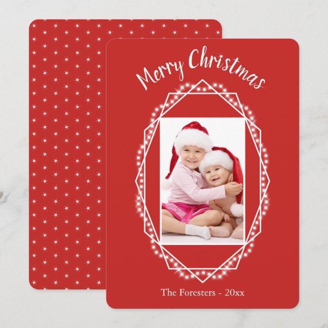 Carte de Noël photo Géométrique Fête (Devant / Derrière)
