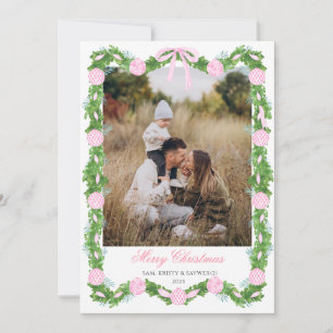 Carte de Noël photo grandmillennial rose