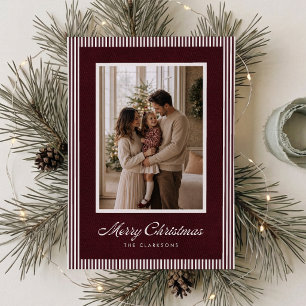 Carte de Noël photo héritage en velours bordeaux