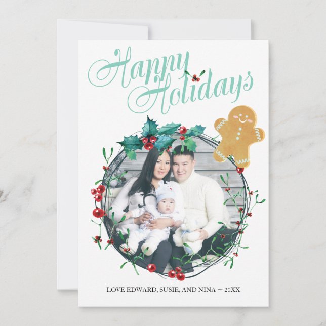 Carte de Noël photo - Homme en pain d'épices (Devant)