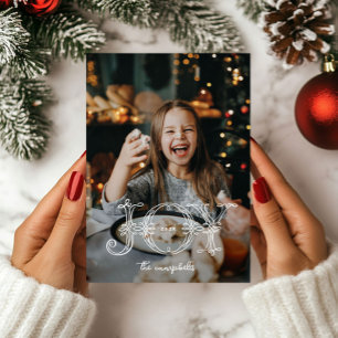 Carte de Noël photo Joy Calligraphy