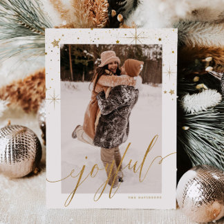 Carte de Noël photo Joyeuse Écriture Minimaliste 3