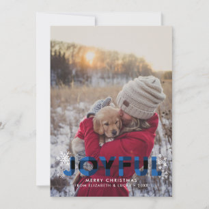 Carte de Noël photo Joyeux Buffalo à carreaux bleu