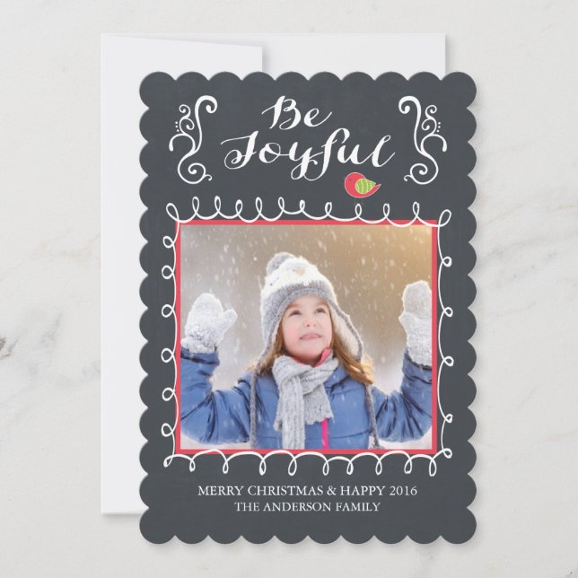 Carte de Noël Photo Joyeux Tableau Noir (Devant)