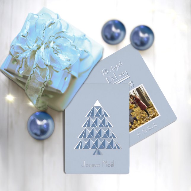 Carte de Noël photo Joyoux Noel bleu clair (Créateur téléchargé)