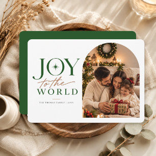 Carte de Noël photo Luxe Arch Joy To The World