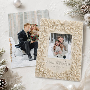 Carte de Noël Photo Mariage Vintage Baroque
