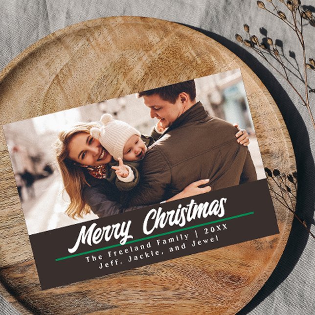 Carte de Noël Photo Marron Rétro | Horizontale (Créateur téléchargé)