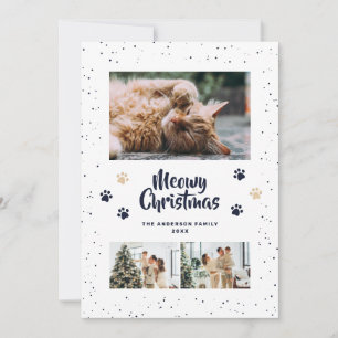 Carte de Noël Photo Meowy Paws Bleue