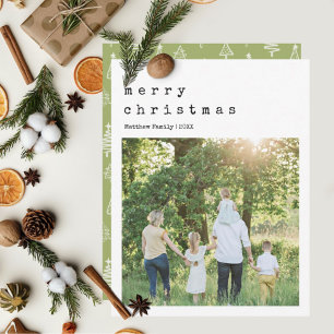 Carte de Noël photo minimaliste à la machine à écr