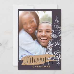 Carte de Noël photo moderne - Arbre Mauve Arty