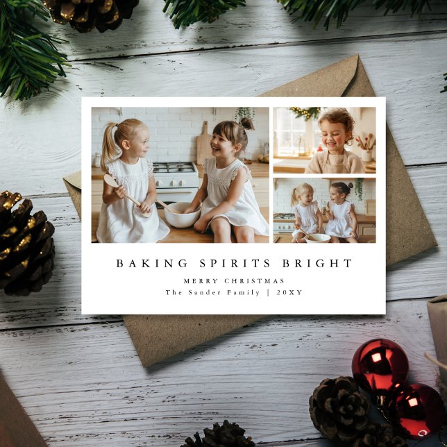 Carte de Noël photo moderne 'Baking Spirits Bright (Créateur téléchargé)