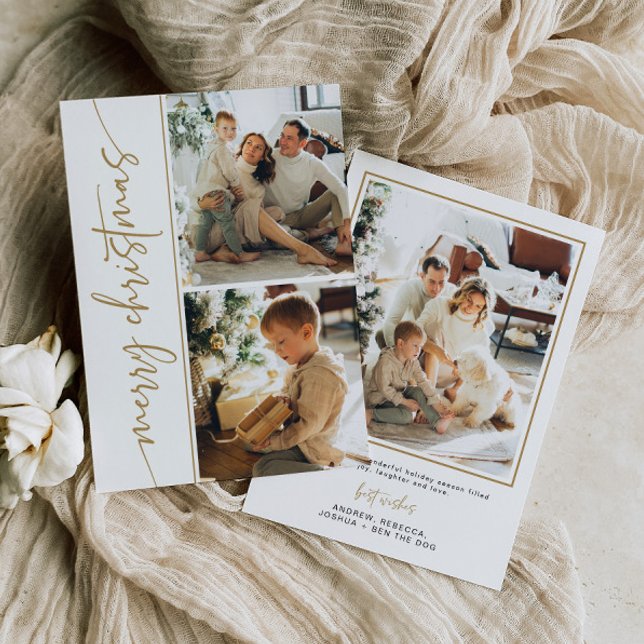 Carte de Noël photo moderne minimal or élégant (Créateur téléchargé)