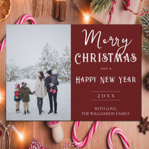 Carte de Noël photo moderne   Rouge