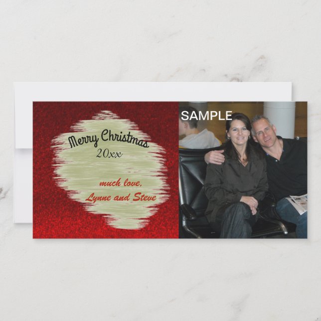 Carte de Noël photo moderne rouge et or (Devant)