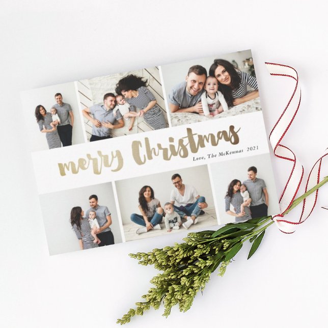 Carte de Noël photo montage en or (Créateur téléchargé)