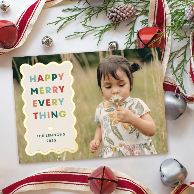 Carte de Noël photo ondulée joyeuse en aluminium I (Créateur téléchargé)