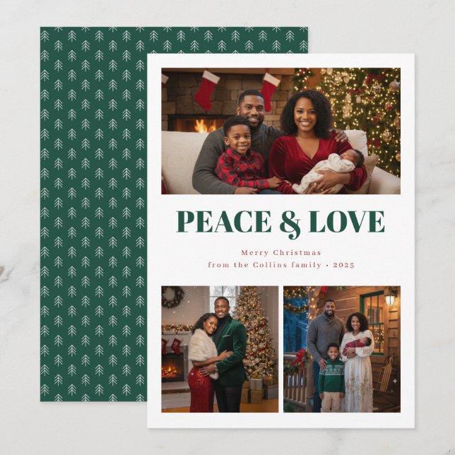 Carte de Noël photo Paix et Amour (Devant / Derrière)