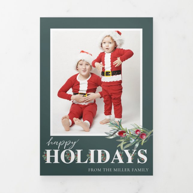 Carte de Noël photo pliable triple Joyeuses Fêtes  (Page de couverture)