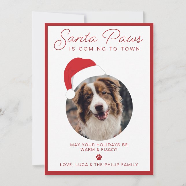 Carte de Noël photo pour animaux de compagnie Sant (Devant)
