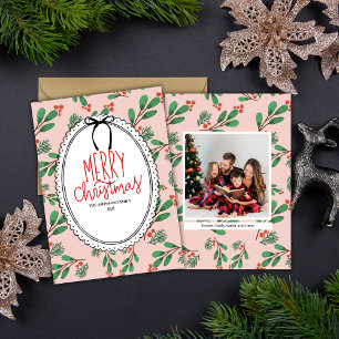 Carte de Noël photo Red and Green Holly Berries
