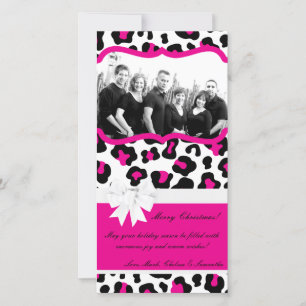 Carte de Noël photo rose chaud motif imprimé tigre