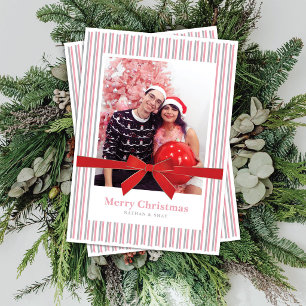 Carte de Noël photo Ruban Rouge en Velours