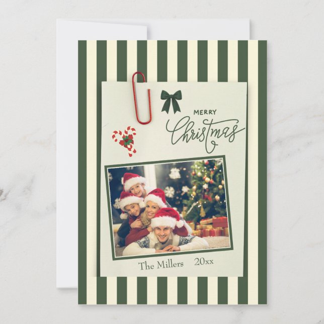 Carte de Noël photo scrapbook vert Joyeux Noël (Devant)