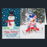 Carte de Noël photo Snowman<br><div class="desc">Partagez vos voeux de Noël avec cette carte de voeux de Noël adorable. Il est équipé d'un bonhomme de neige pendant une nuit enneigée. Ajoutez une photo de votre famille. Parfait pour envoyer à votre famille et vos amis pour les vacances. Conçu pour vous par Blackberry Boulevard.</div>