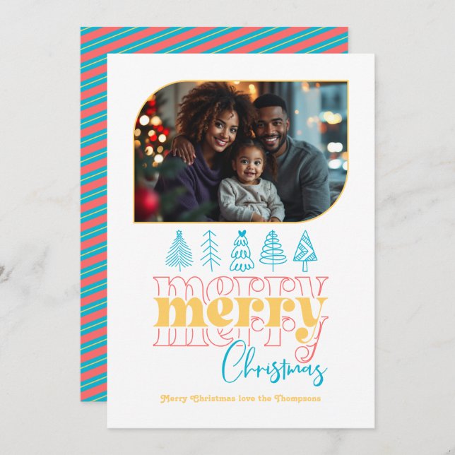 Carte de Noël photo vacances tropicales rétro dood (Devant / Derrière)