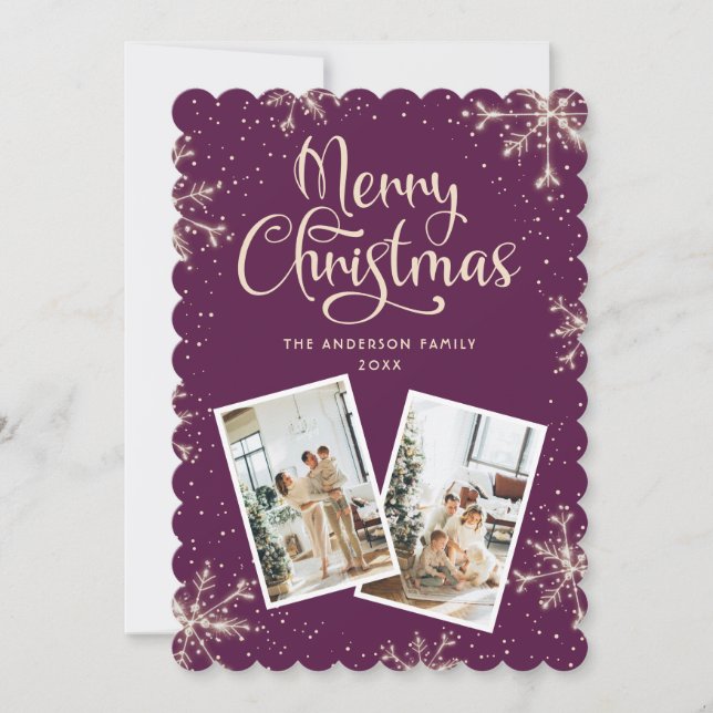 Carte de Noël Photo Violet 2 (Devant)