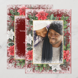 Carte de Noël photo Xmas rouge saisonnière