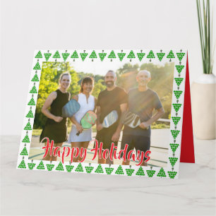 Carte de Noël Pickleball Sapin Joyeuses Fêtes Phot