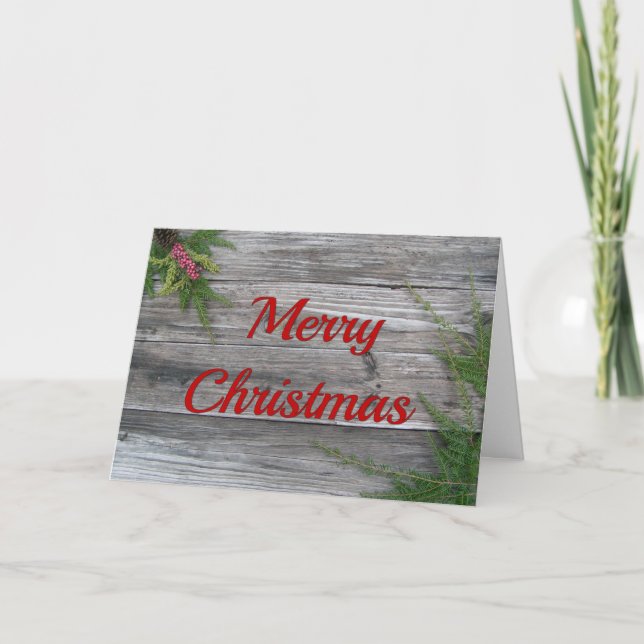 Carte de Noël Pin Et Bois Patiné (Devant)