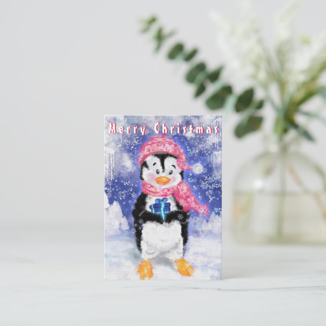Carte de Noël Pingouin (Debout devant)