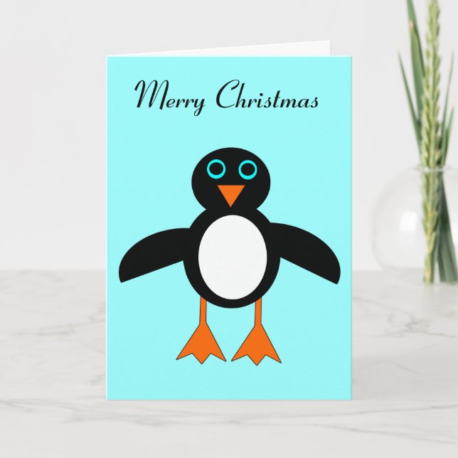 Carte de Noël Pingouin mignonne (Devant)