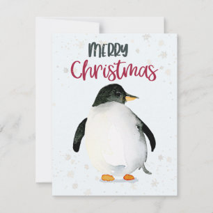 Carte de Noël Pingouin Watercolor