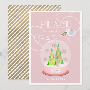 Carte de Noël Pink Snow Globe