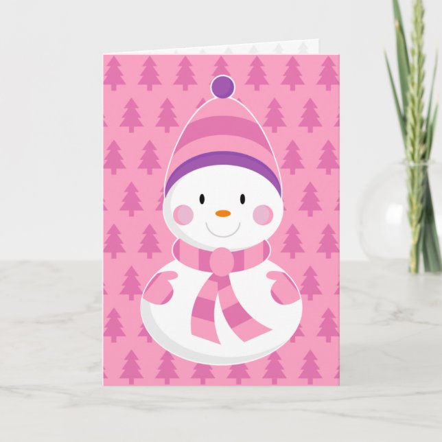 Carte de Noël Pink Snowman (Devant)