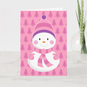Carte de Noël Pink Snowman