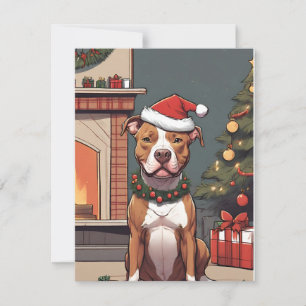 Carte de Noël Pit Bull pour Amoureux de les chiens