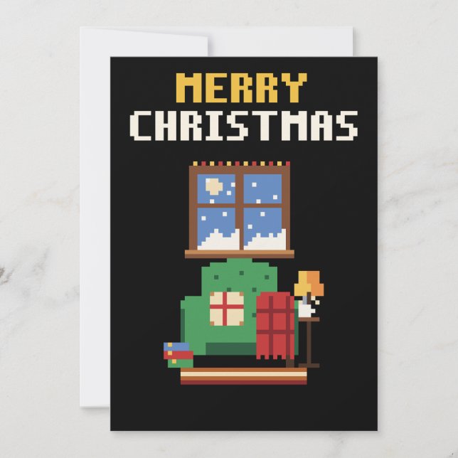 Carte de Noël Pixel Art Coin Lecture (Devant)