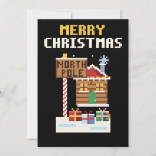Carte de Noël pixel art de l'atelier du Père Noël